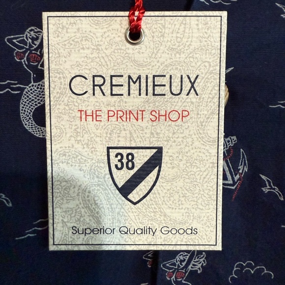 Cremieux Men's Medium Button Down Shirt Cotton Navy Mermaid Rockabilly Resort - Picture 5 of 8